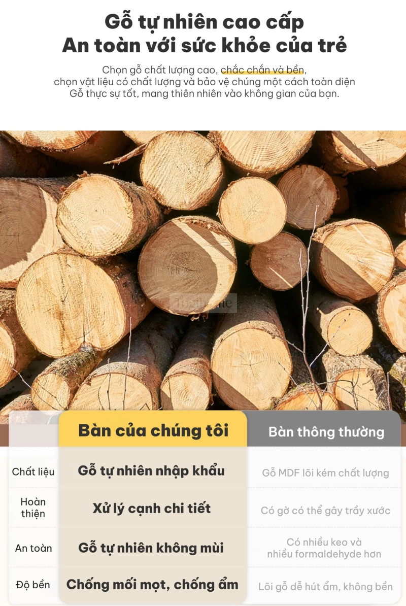 ưu điểm chất liệu của Bàn gỗ tự nhiên tối giản GTN035