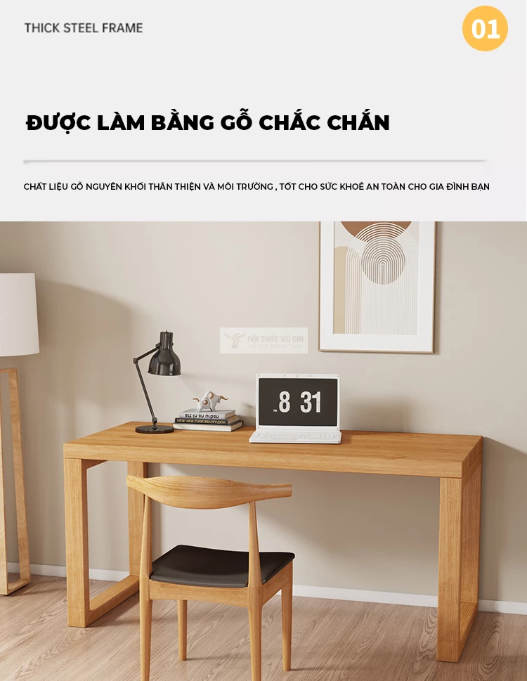 Bàn gỗ tự nhiên tối giản SD234 được làm gỗ cao cấp