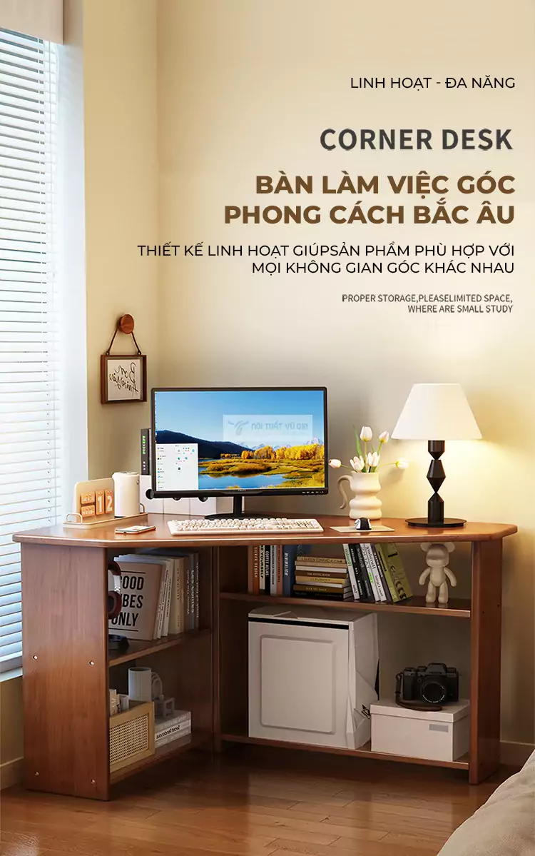 Bàn góc gỗ tự nhiên thiết kế tối ưu không gian SD31