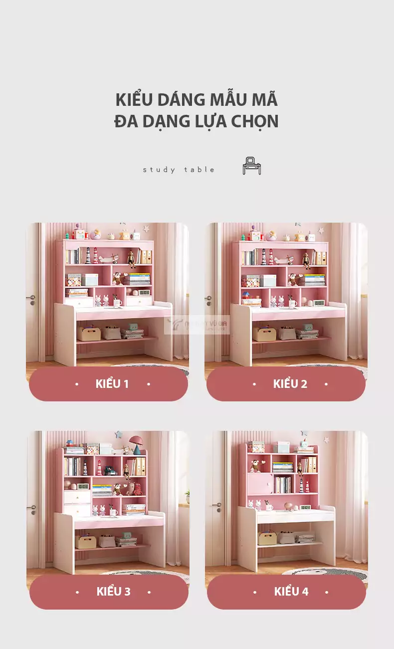 tùy chọn kiểu dáng của Bàn học chất liệu MDF cốt xanh chống ẩm cao cấp SD58