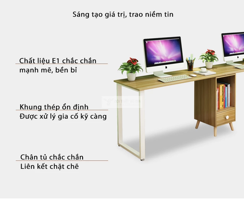 chi tiết chất liệu của Bàn học đôi thiết kế tối giản SD131