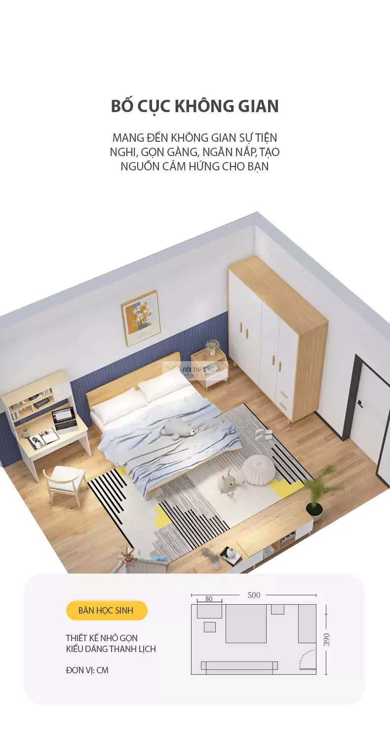 gợi ý bố trí với Bàn học kết hợp giá sách hiện đại SD63