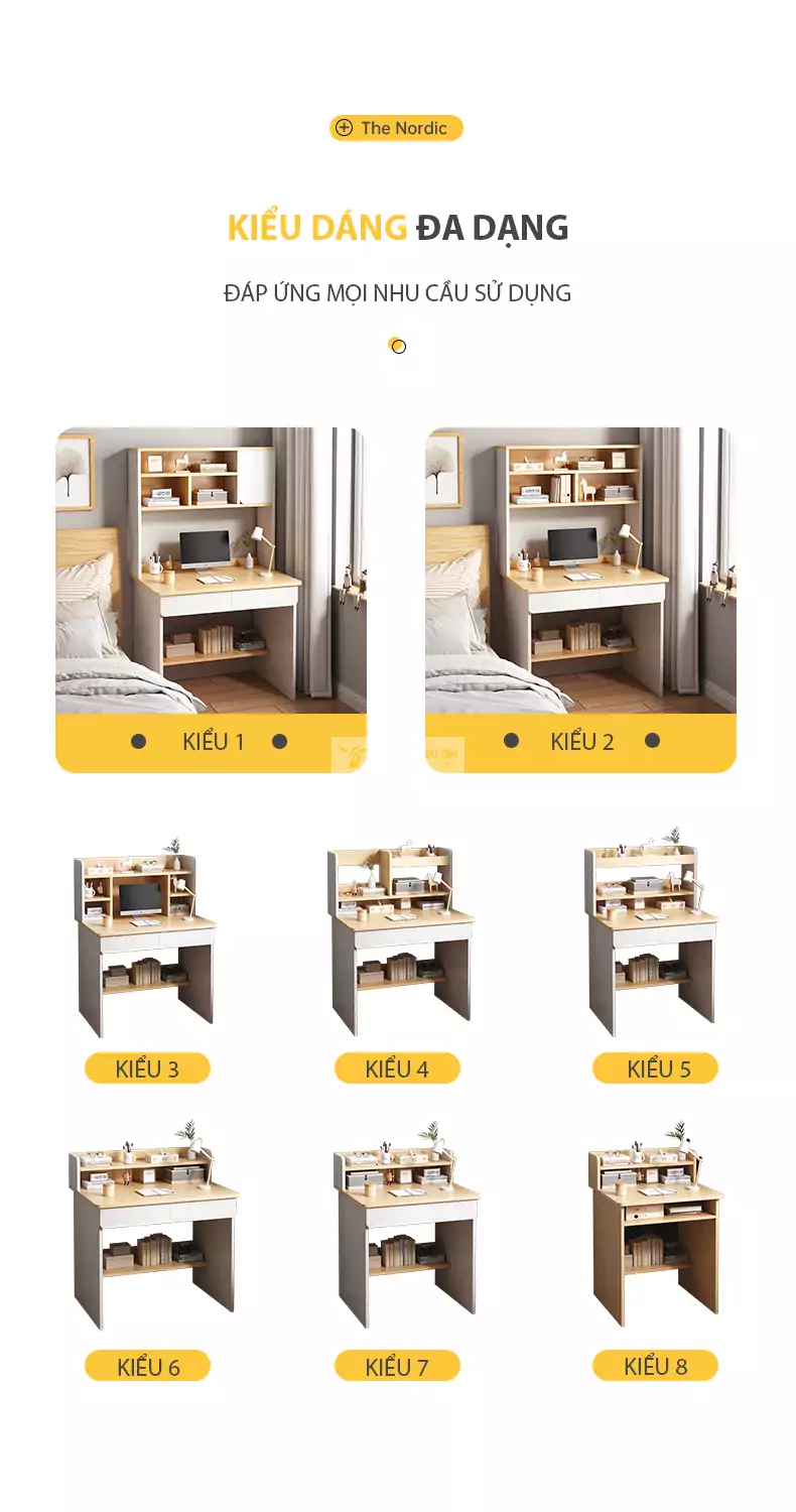 tùy chọn kiểu dáng của Bàn học kết hợp giá sách hiện đại SD63