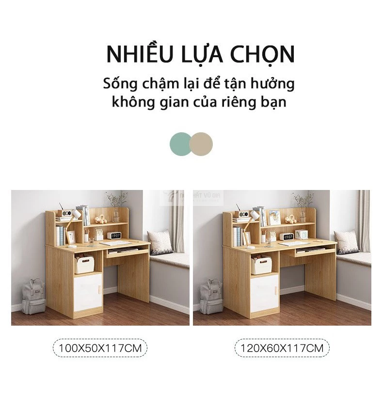 tùy chọn kích thước của Bàn học kết hợp giá sách thiết kế tối ưu SD136