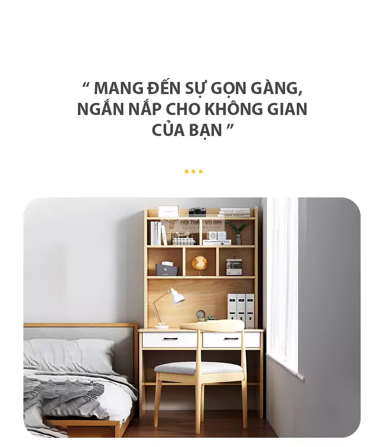 mang đến không gian gọn gàng với Bàn học kết hợp kệ sách đa năng SD59