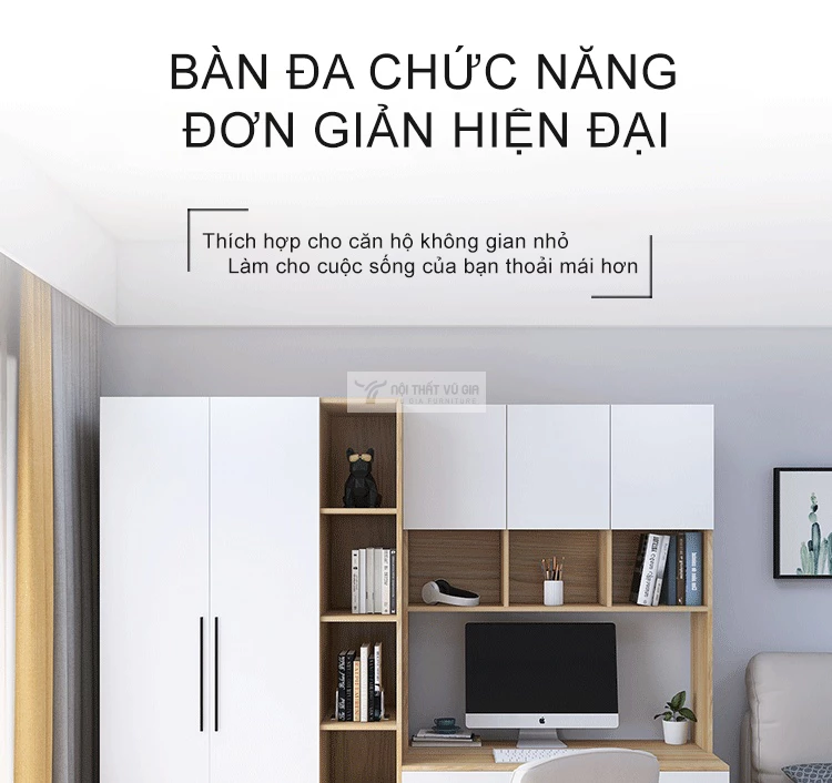 Bàn học kết hợp tủ quần áo SD124