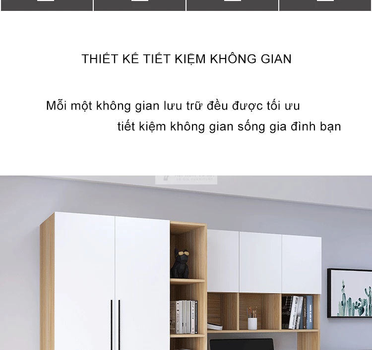 thiết kế tối ưu không gian của Bàn học kết hợp tủ quần áo SD124