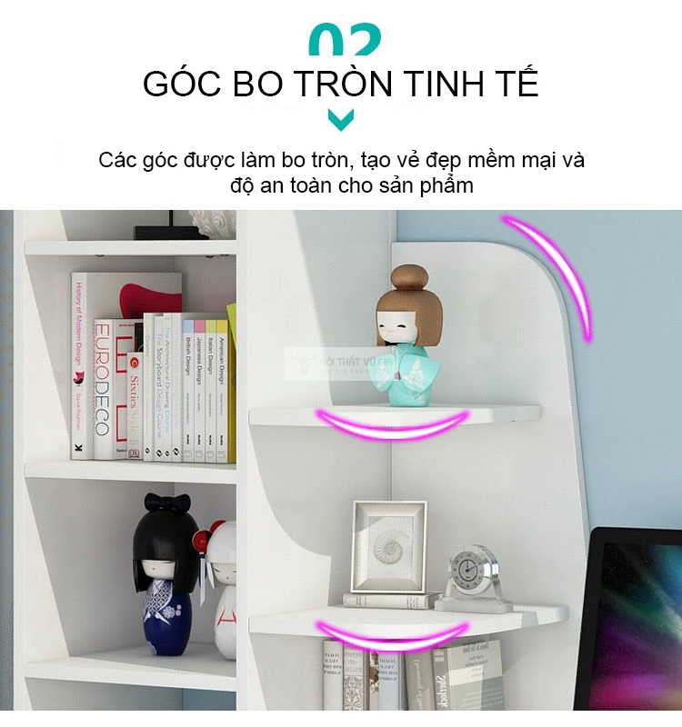 thiết kế bo góc mềm mại của Bàn học sinh cánh buồm hiện đại SD190