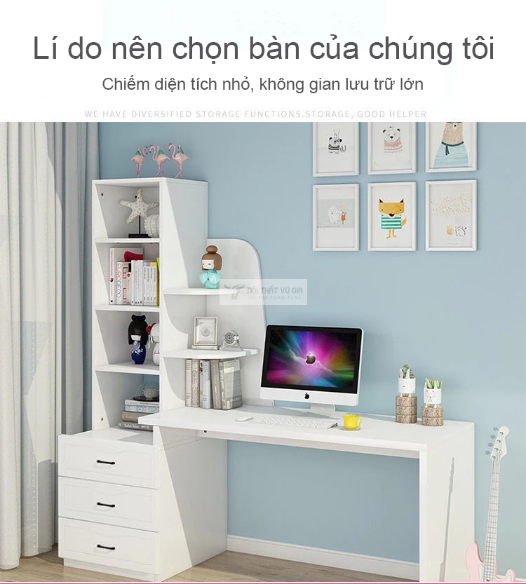 lí do nên chọn Bàn học sinh cánh buồm kết hợp tủ ngăn kéo SD212