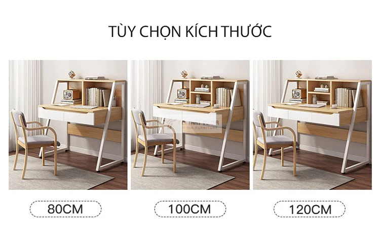 tùy chọn kích thước của Bàn học sinh chân sắt tích hợp ngăn kéo SD197