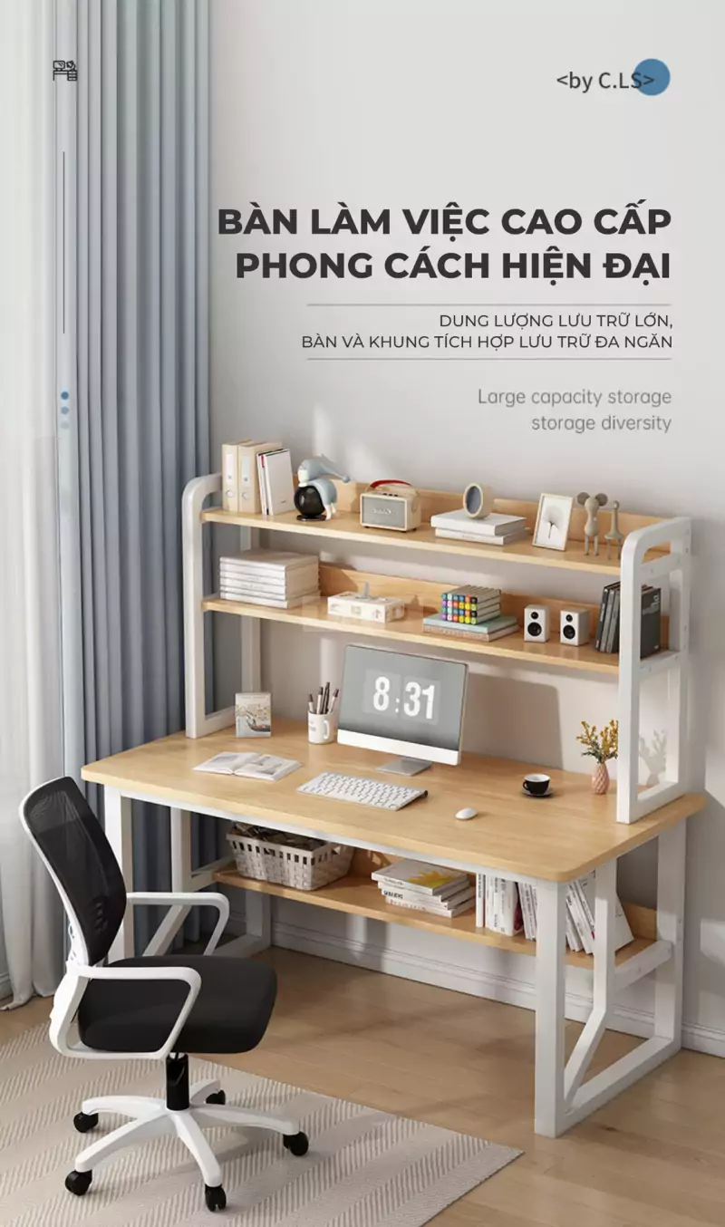 Bàn Học Sinh Đa Năng Tích Hợp Kệ Sách Haigo BHS177