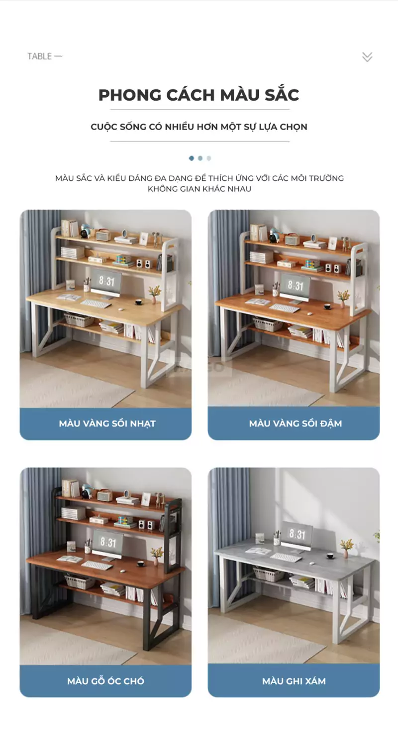 Bàn Học Sinh Đa Năng Tích Hợp Kệ Sách Haigo BHS177