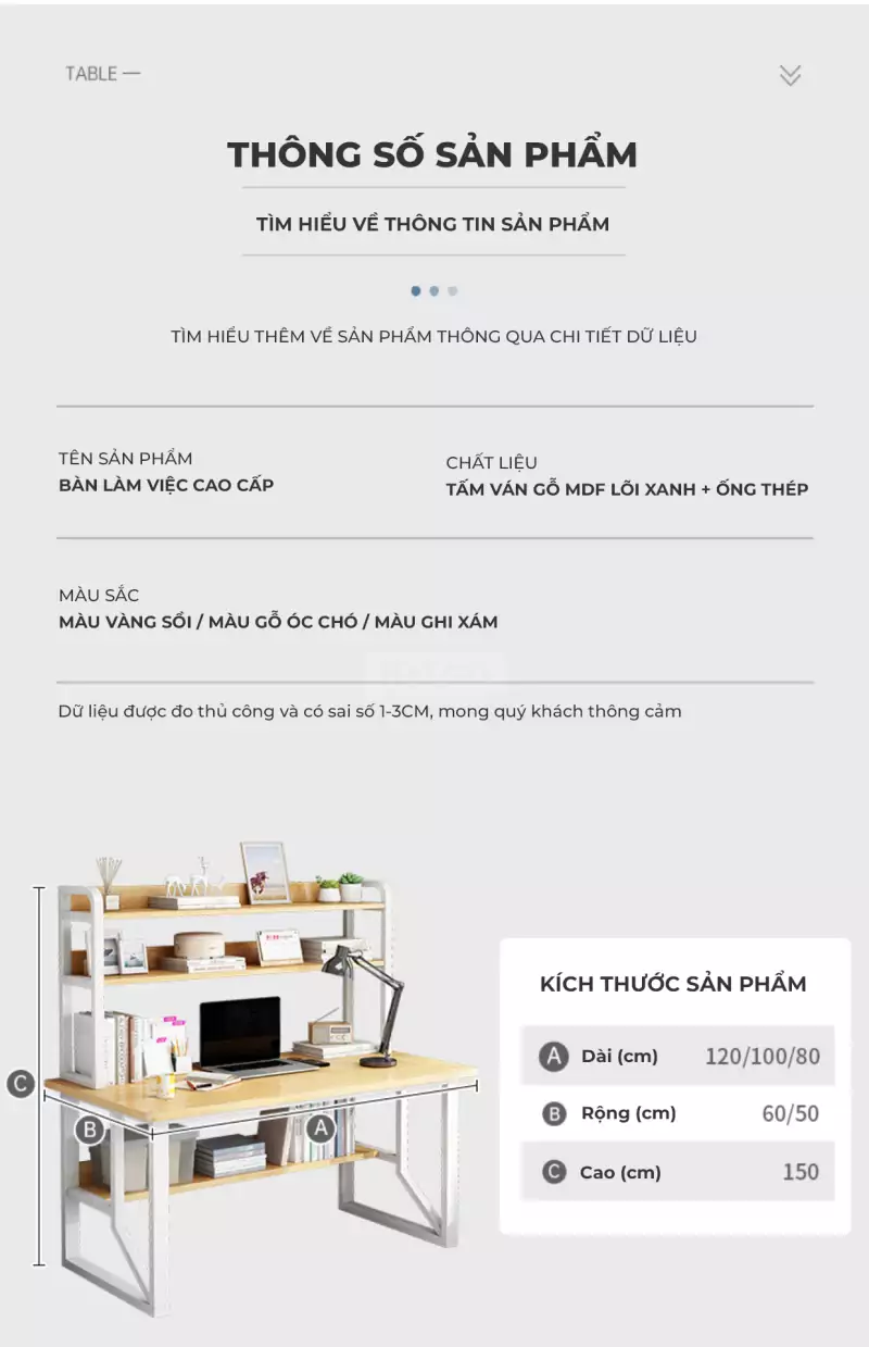 Bàn Học Sinh Đa Năng Tích Hợp Kệ Sách Haigo BHS177