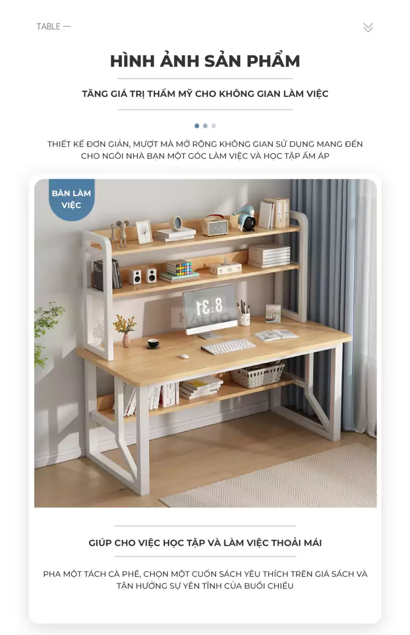 Bàn Học Sinh Đa Năng Tích Hợp Kệ Sách Haigo BHS177