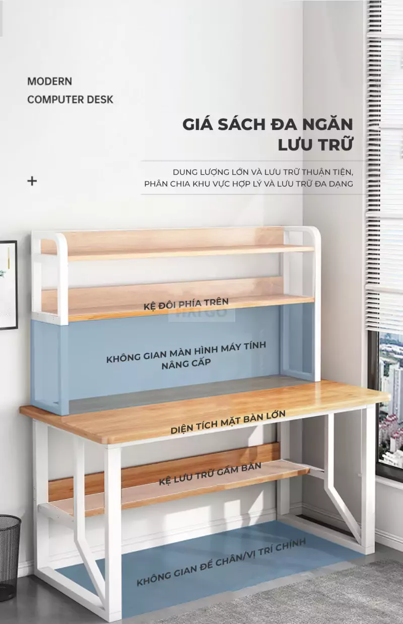 Bàn Học Sinh Đa Năng Tích Hợp Kệ Sách Haigo BHS177