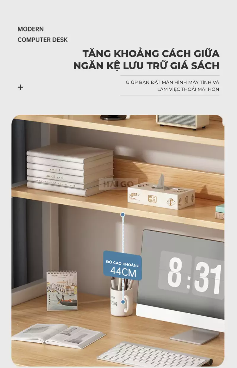 Bàn Học Sinh Đa Năng Tích Hợp Kệ Sách Haigo BHS177
