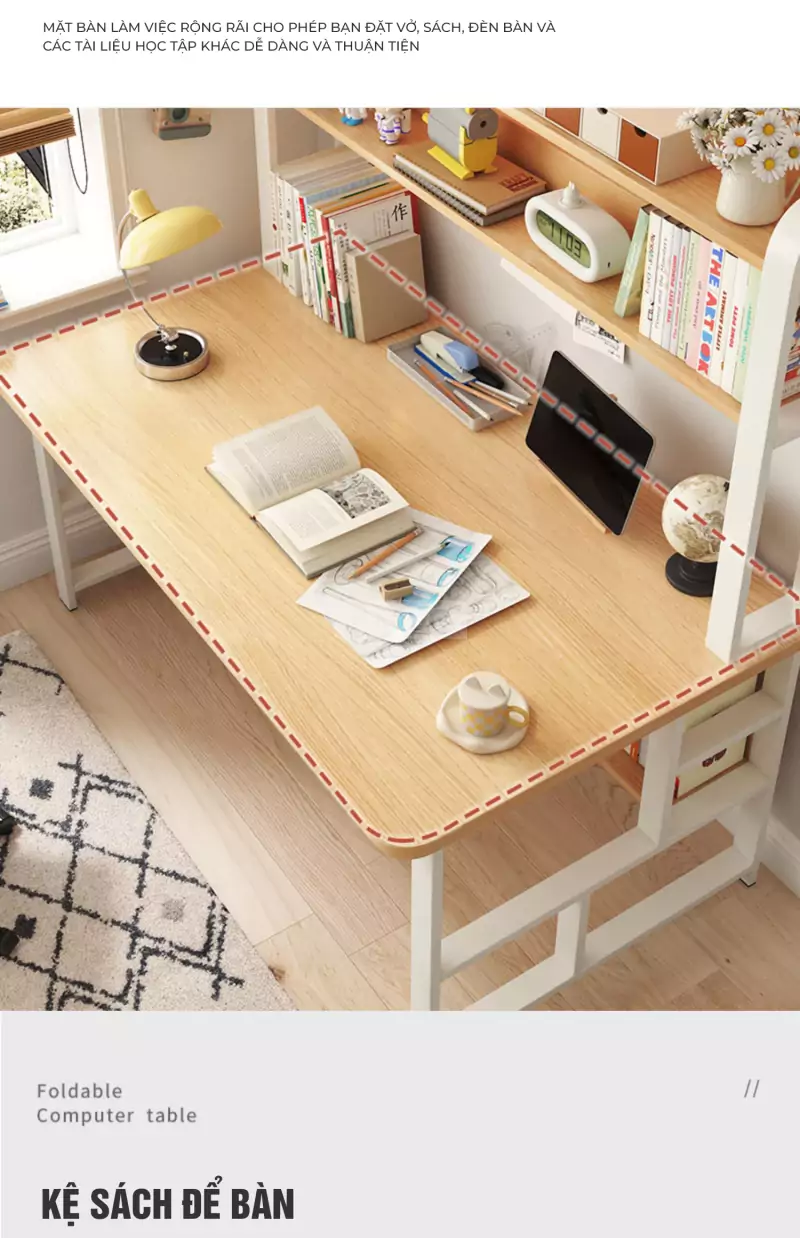Bàn Học Sinh Đa Năng Tích Hợp Kệ Sách Haigo BHS178