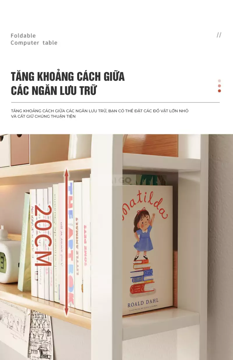 Bàn Học Sinh Đa Năng Tích Hợp Kệ Sách Haigo BHS178