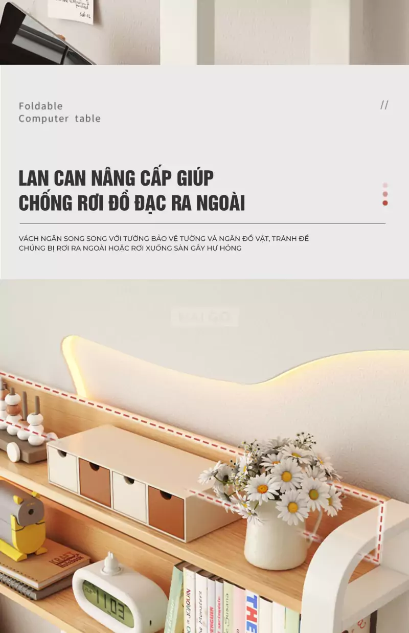 Bàn Học Sinh Đa Năng Tích Hợp Kệ Sách Haigo BHS178
