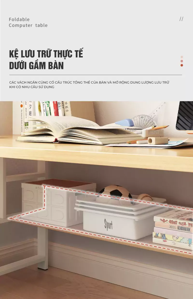 Bàn Học Sinh Đa Năng Tích Hợp Kệ Sách Haigo BHS178