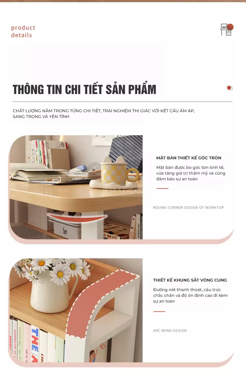 Bàn Học Sinh Đa Năng Tích Hợp Kệ Sách Haigo BHS178