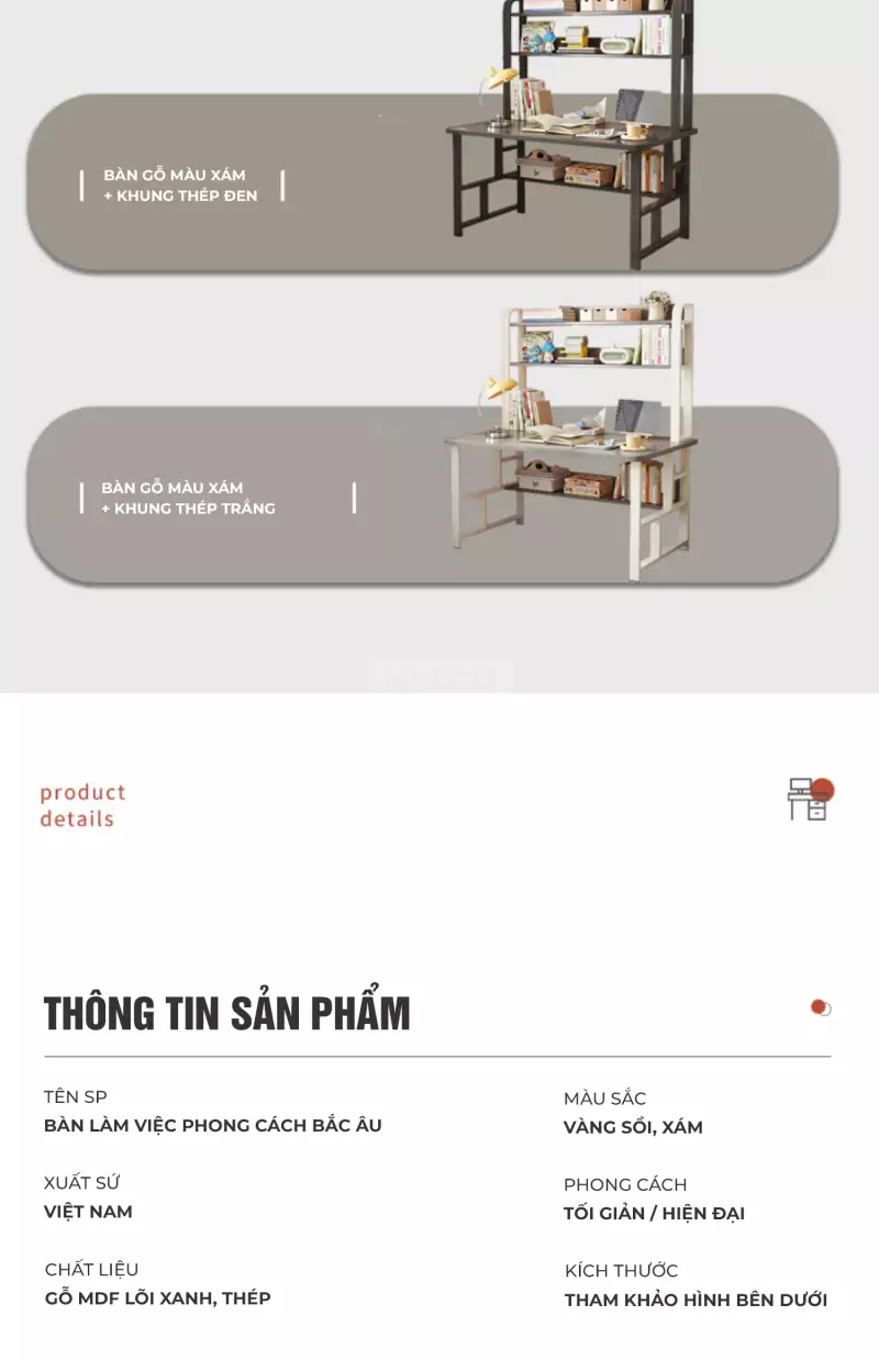 Bàn Học Sinh Đa Năng Tích Hợp Kệ Sách Haigo BHS178