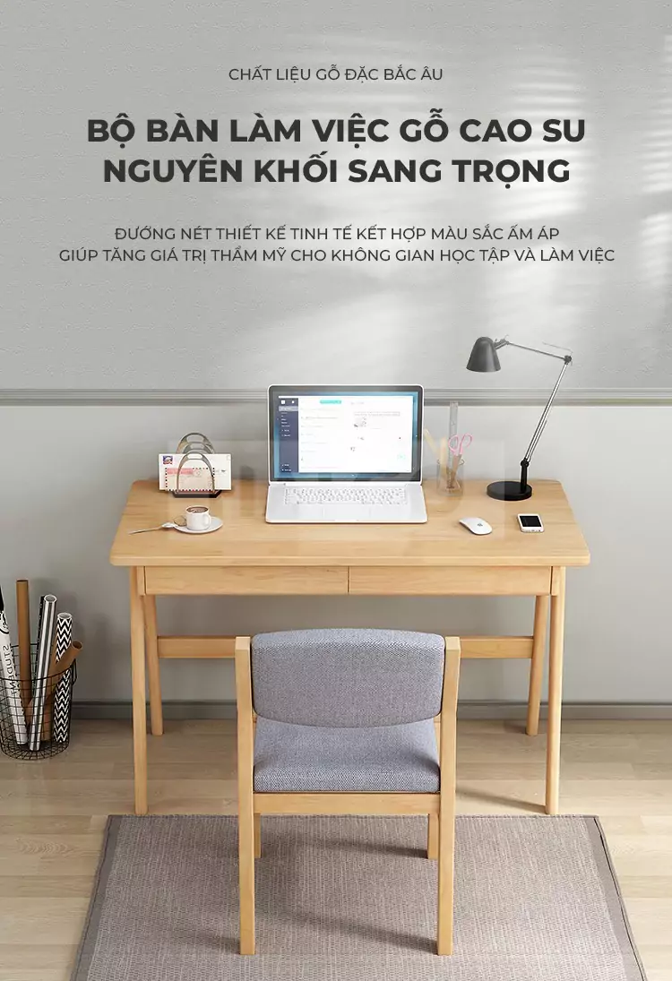 Bàn Hoc Sinh Gỗ Tự Nhiên Đa Năng Haigo BGT038