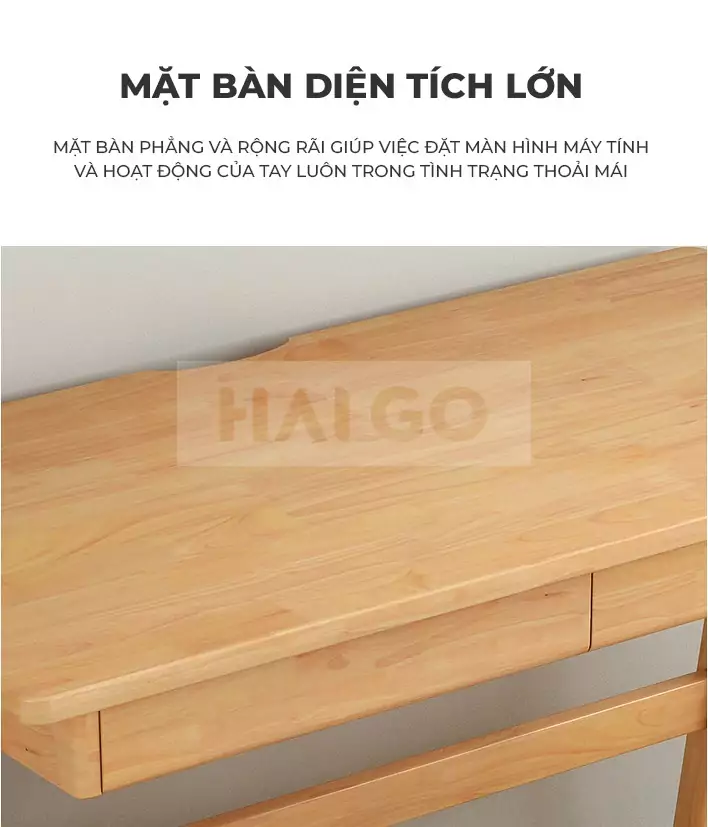 Bàn Hoc Sinh Gỗ Tự Nhiên Đa Năng Haigo BGT038