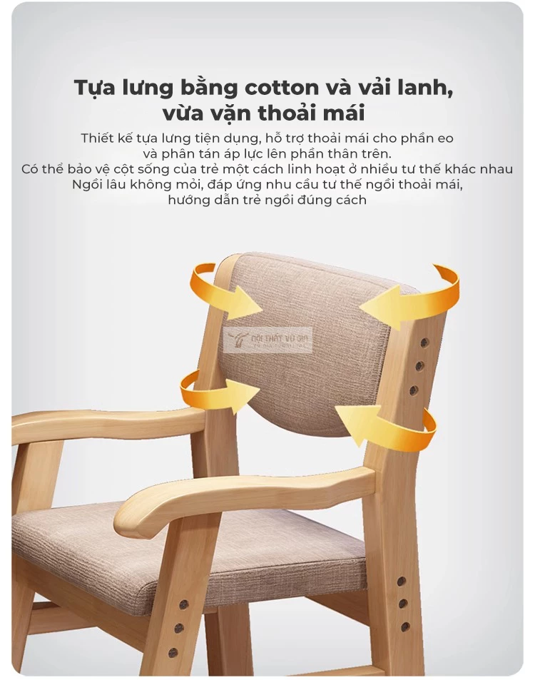 chi tiết ghế của Bàn học sinh gỗ tự nhiên phong cách hiện đại SD259