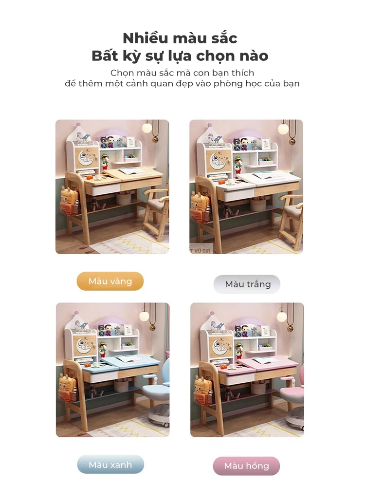 tùy chọn màu sắc của Bàn học sinh gỗ tự nhiên phong cách hiện đại SD259