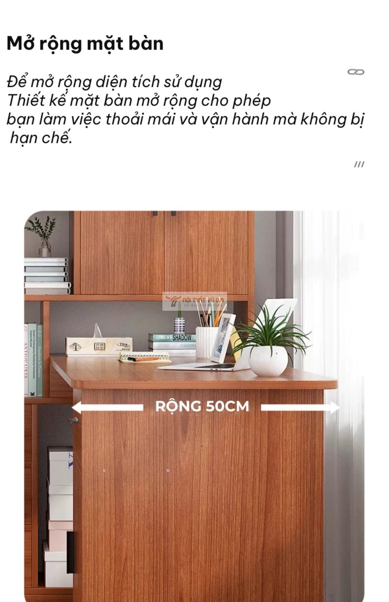 thiết kế mặt bàn rộng rãi của Bàn học sinh kết hợp giá sách lớn SD208