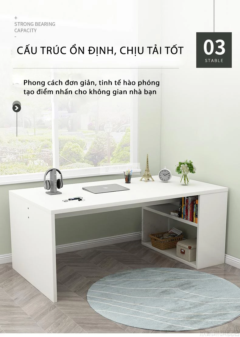 thiết kế cấu trúc ổn định, chắc chắn của Bàn học sinh kết hợp giá sách SD215