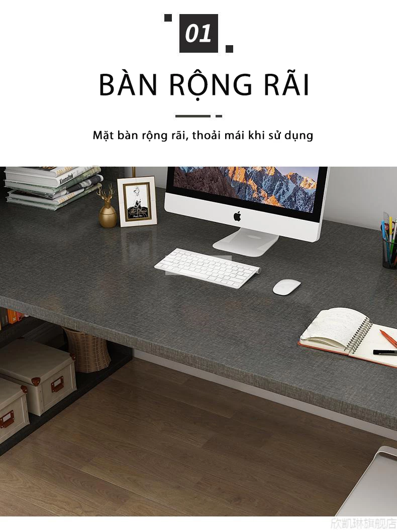 thiết kế mặt bàn rộng rãi của Bàn học sinh kết hợp giá sách SD215