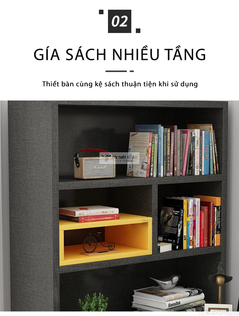 thiết kế giá sách nhiều tầng của Bàn học sinh kết hợp giá sách SD215