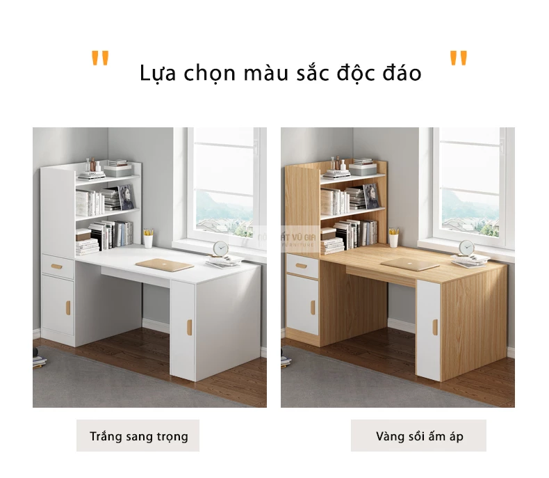 tùy chọn màu sắc của Bàn học sinh kết hợp giá sách SD216