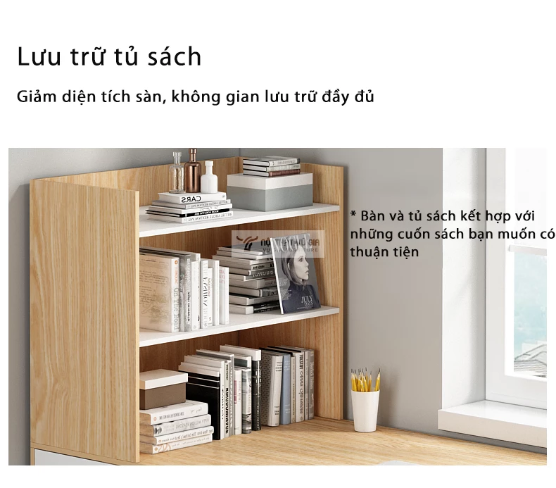 thiết kế kết hợp giá sách tiện lợi của Bàn học sinh kết hợp giá sách SD216