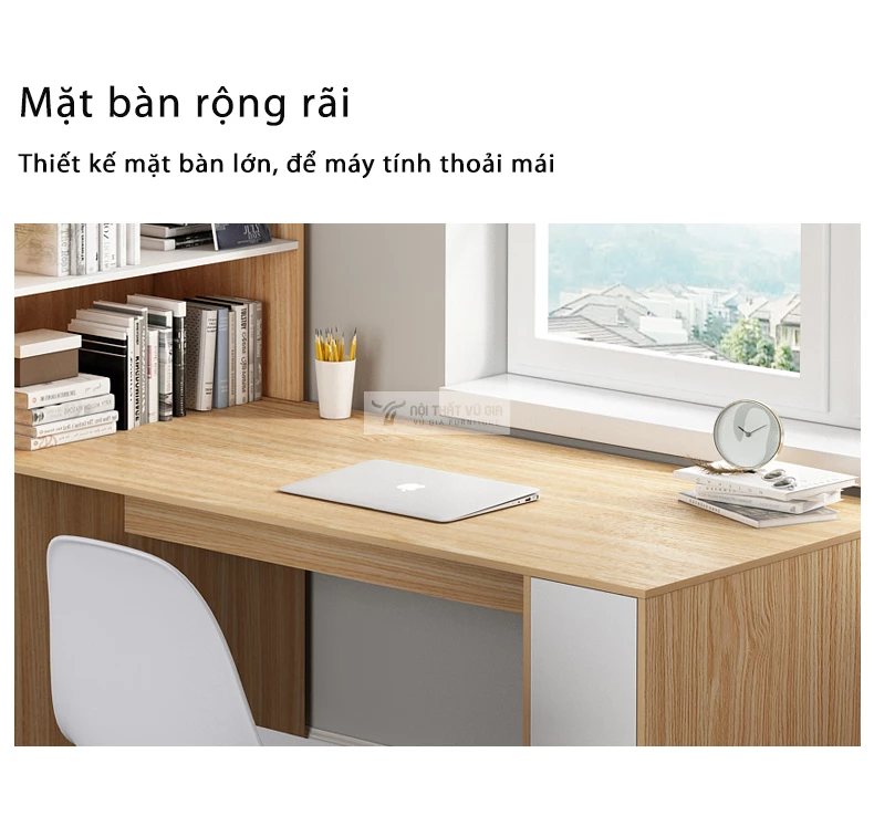 thiết kế mặt bàn rộng rãi của Bàn học sinh kết hợp giá sách SD216