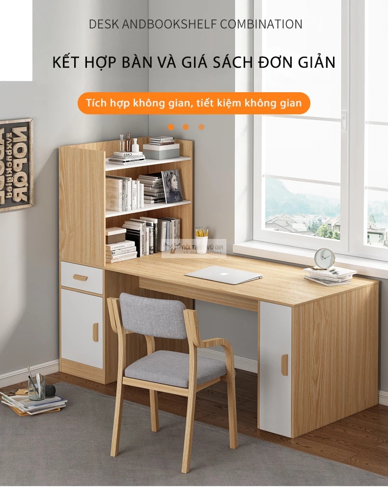 Bàn học sinh kết hợp giá sách SD216