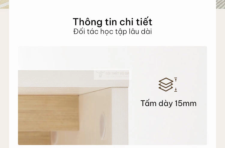 Bàn học sinh kết hợp giá sách tiện lợi SD119 sử dụng chất liệu dày dặn, chắc chắn