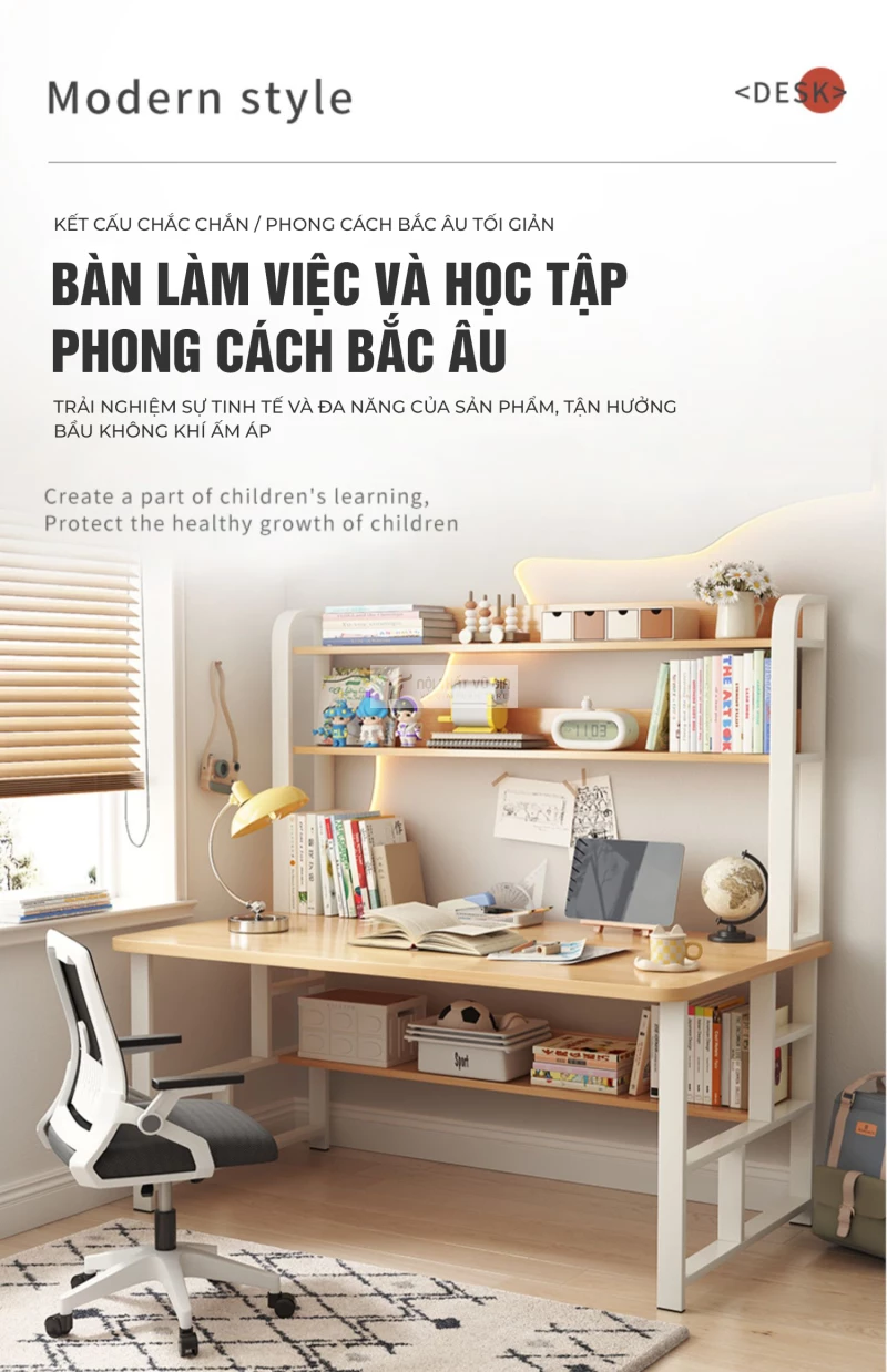 Bàn học sinh kết hợp kệ sách SD146