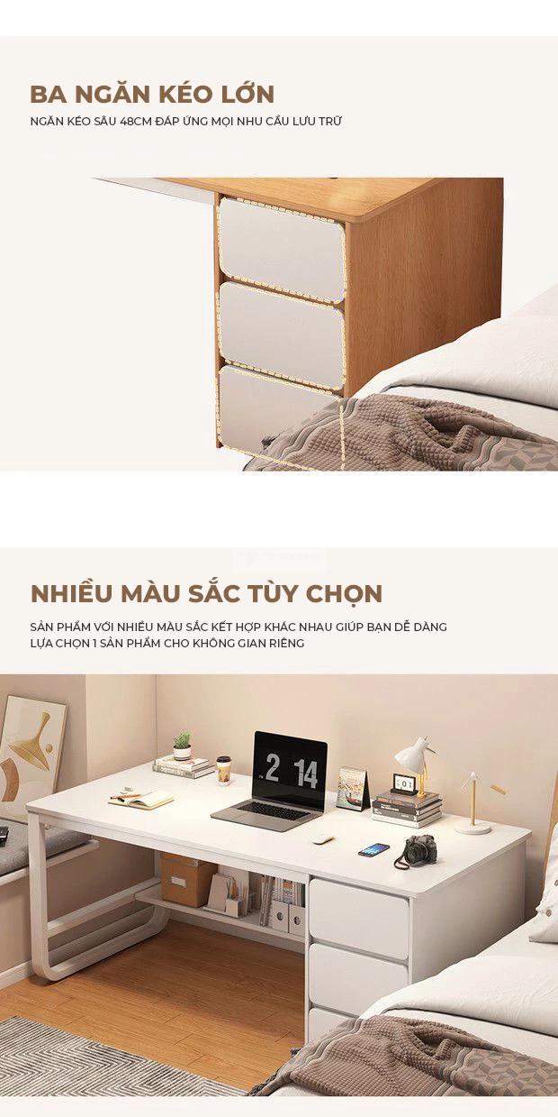 tùy chọn màu sắc của Bàn học sinh kết hợp tủ lưu trữ đa năng SD148