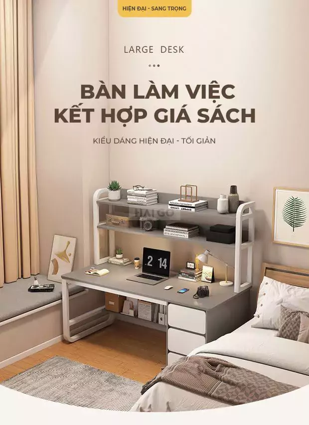 Bàn Học Sinh Kết Hợp Tủ Và Kệ Sách Đa Năng Haigo BHS182