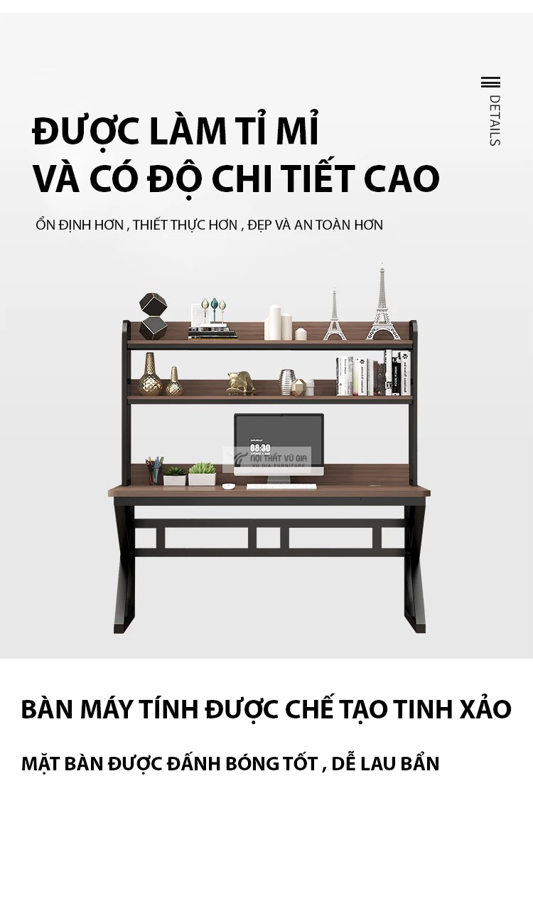 Bàn học sinh thiết kế hiện đại tích hợp giá sách SD183 được hoàn thiện chi tiết