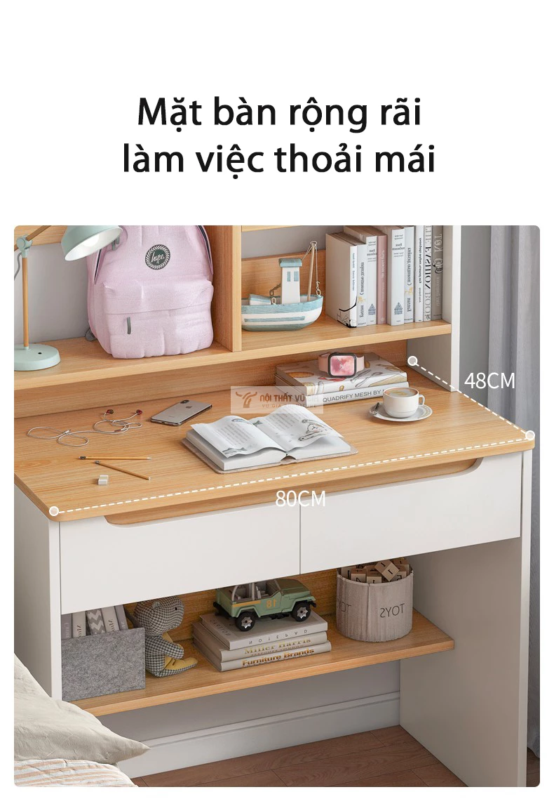 thiết kế mặt bàn rộng rãi của Bàn học sinh thiết kế tối giản, đa năng SD192