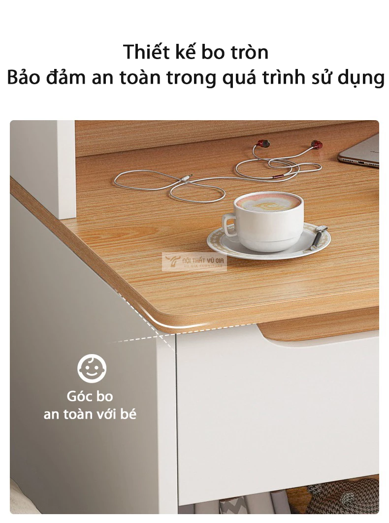 thiết kế bo góc mềm mại của Bàn học sinh thiết kế tối giản, đa năng SD192