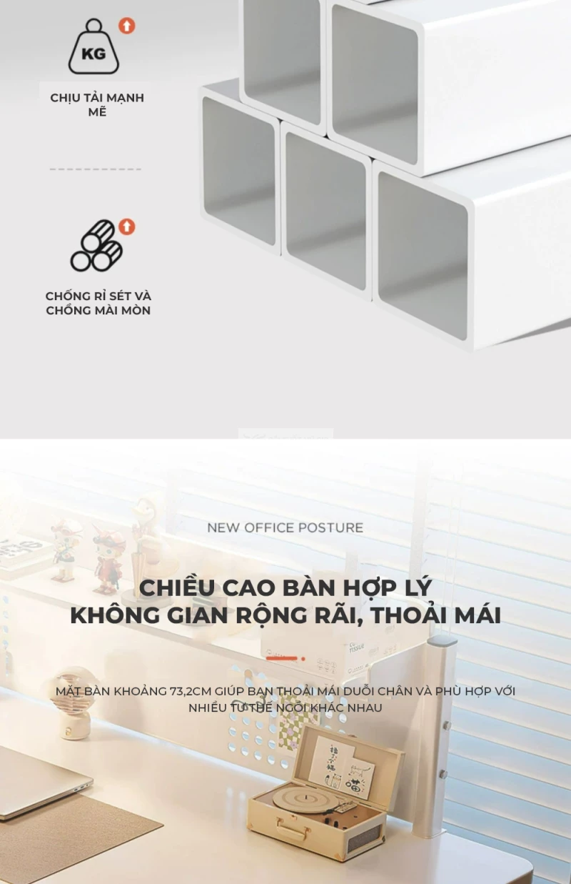 thiết kế chiều cao hợp lí của Bàn học sinh thiết kế tối giản hiện đại SD150