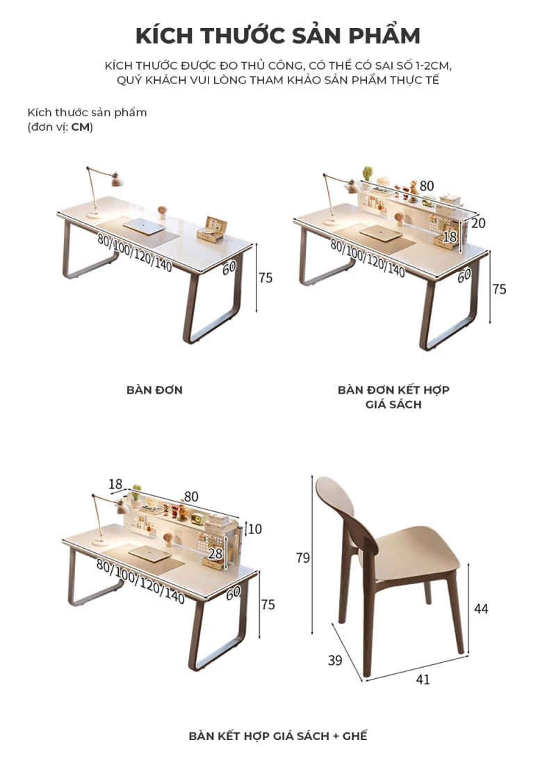 kích thước chi tiết của Bàn học sinh thiết kế tối giản hiện đại SD150