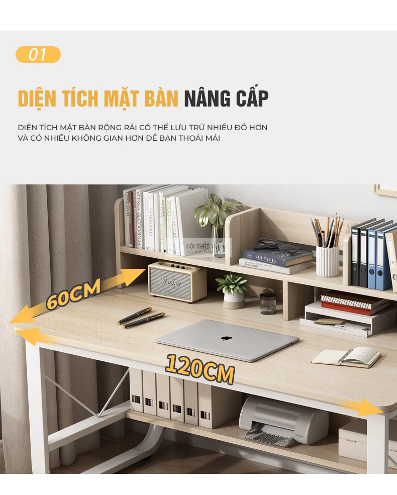 nâng cấp mặt bàn, mang đến trải nghiệm thoải mái của Bàn học sinh tích hợp giá sách SD182