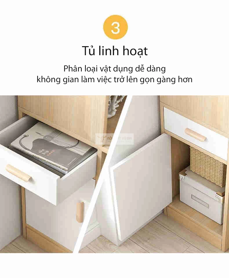 thiết kê tủ đa năng của Bàn học sinh tích hợp tủ đa năng SD191