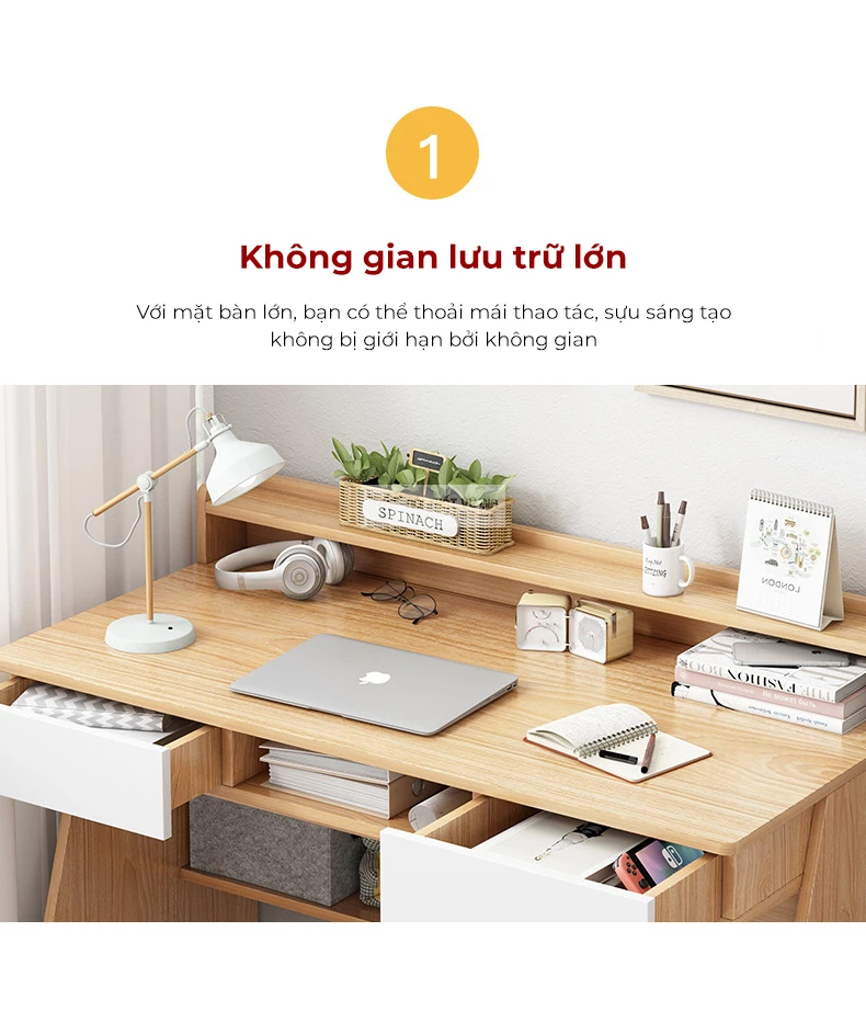 thiết kế không gian lưu trữ rộng rãi của Bàn học sinh tối giản thiết kế hiện đại SD192